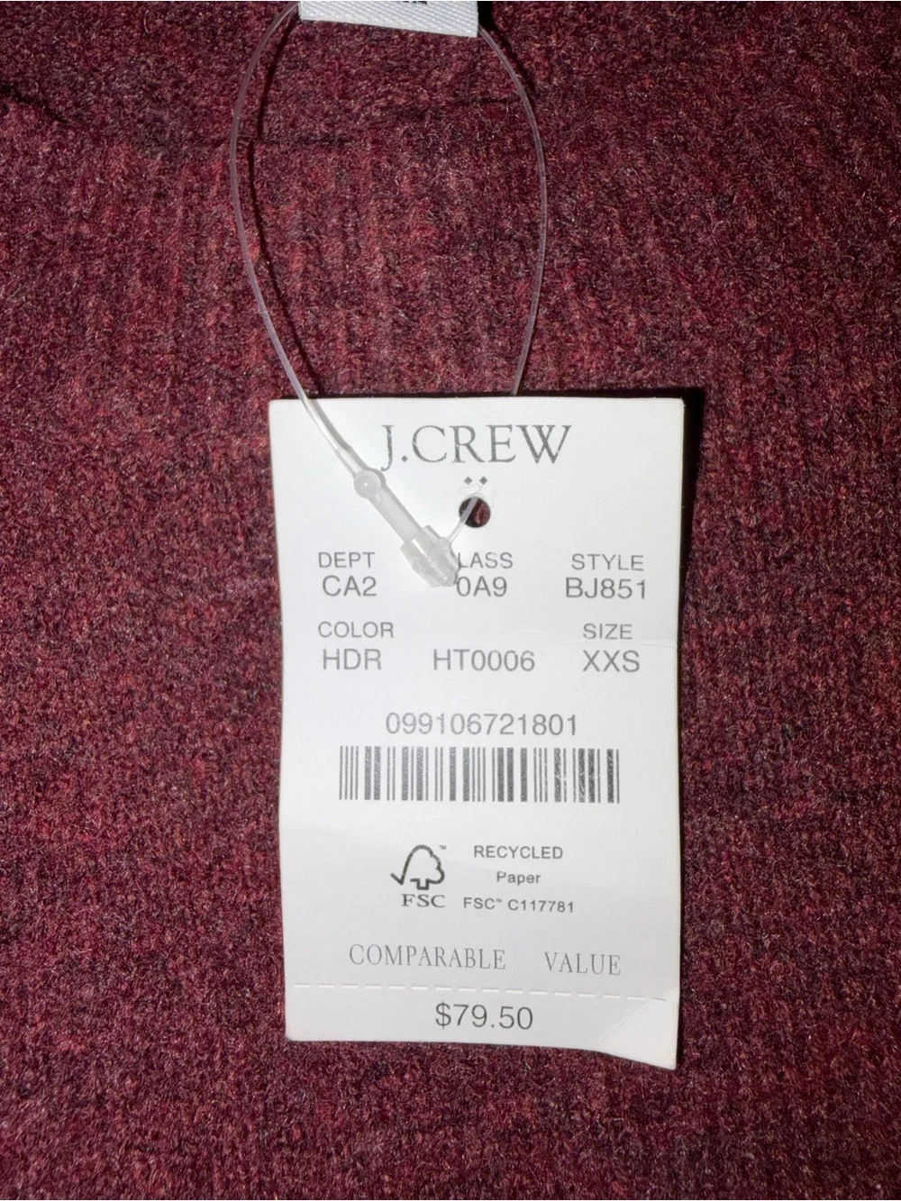 🆕💜 J.Crew NWT Burgundy Cowl Neck Knit Sweater Women’s XS Soft Wool Blend